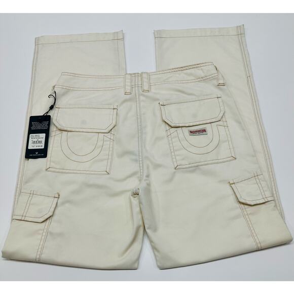 True Religion Ivory Cargo Pants Women’s Size 27 NWT - Picture 1 of 10